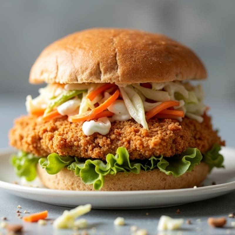 Crispy Baked Chicken Sandwich with Greek Yogurt Slaw