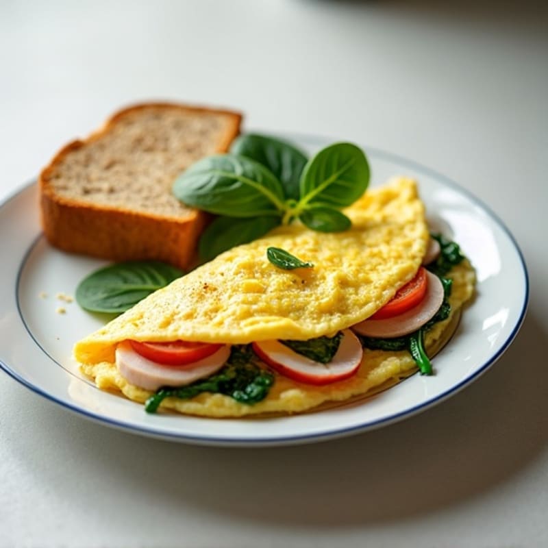 Egg White Omelette with Turkey Breast and Spinach