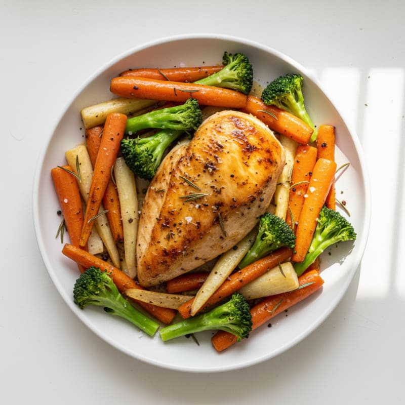 Crispy Roasted Chicken with Root Vegetables