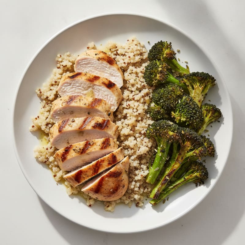 Grilled Turkey Breast with Quinoa and Roasted Broccoli