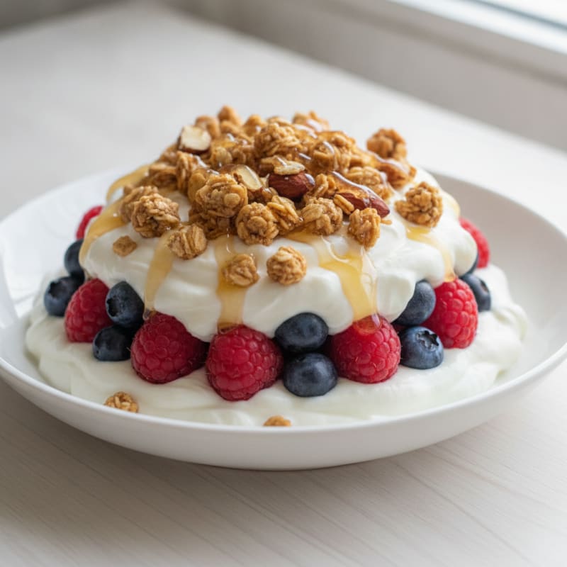 Creamy Greek Yogurt Parfait with Mixed Berries and Protein Granola