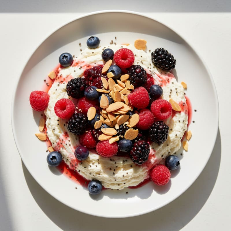 Silky Greek Yogurt Protein Mousse with Mixed Berries