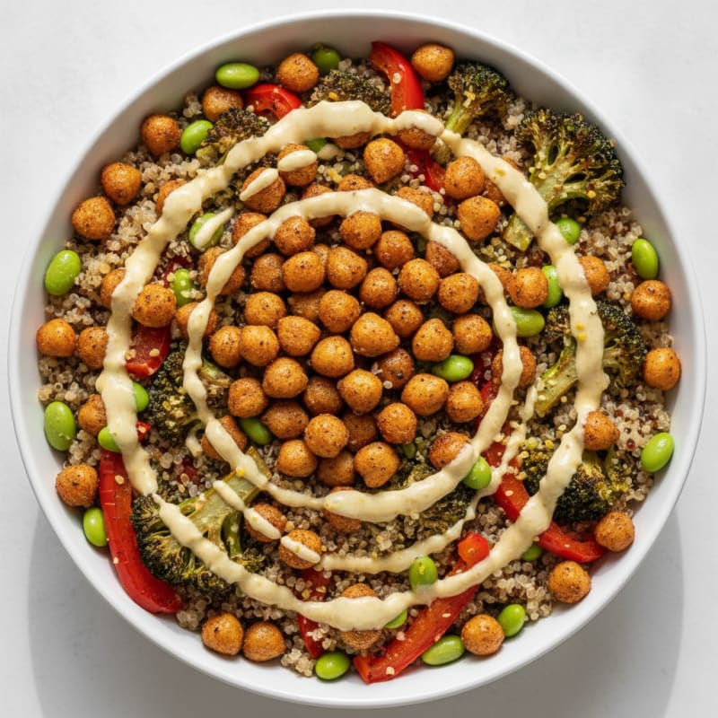 Roasted Vegetable and Chickpea Grain Bowl