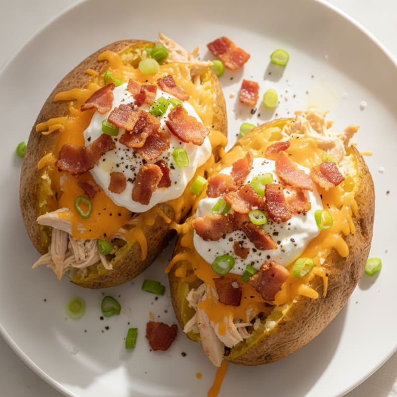 Loaded Baked Potatoes with Crispy Bacon