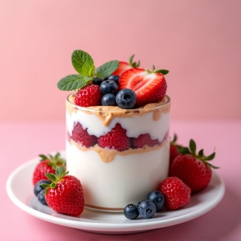 Greek Yogurt Protein Parfait with Mixed Berries and Almond Butter
