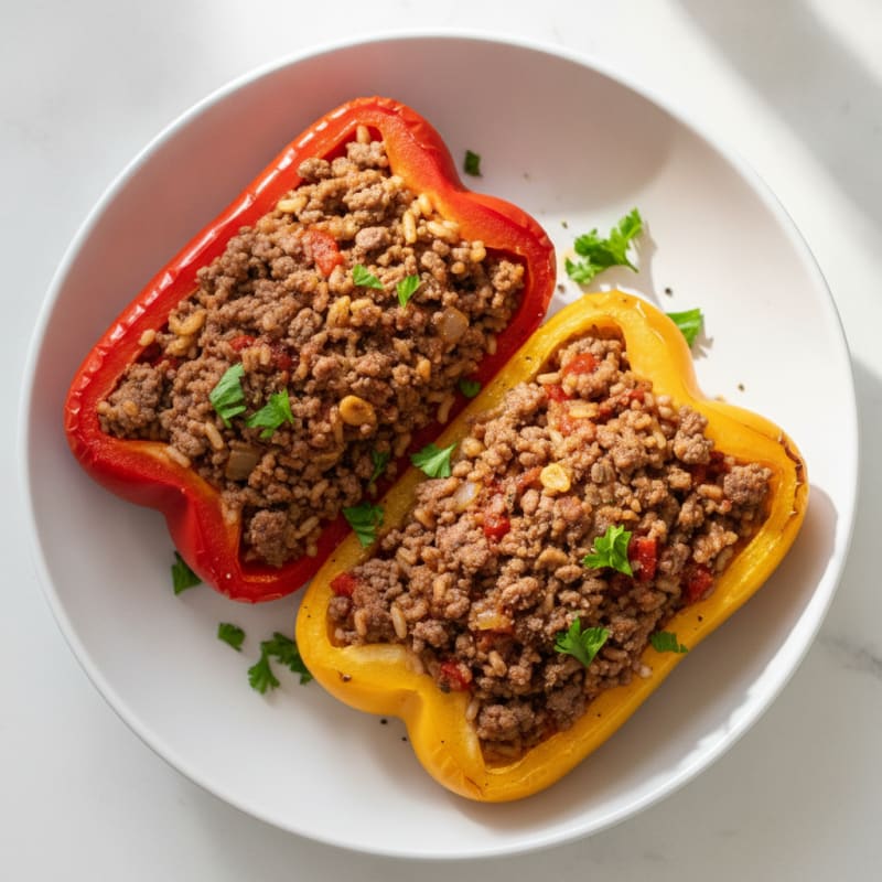 Beef and Rice Stuffed Bell Peppers
