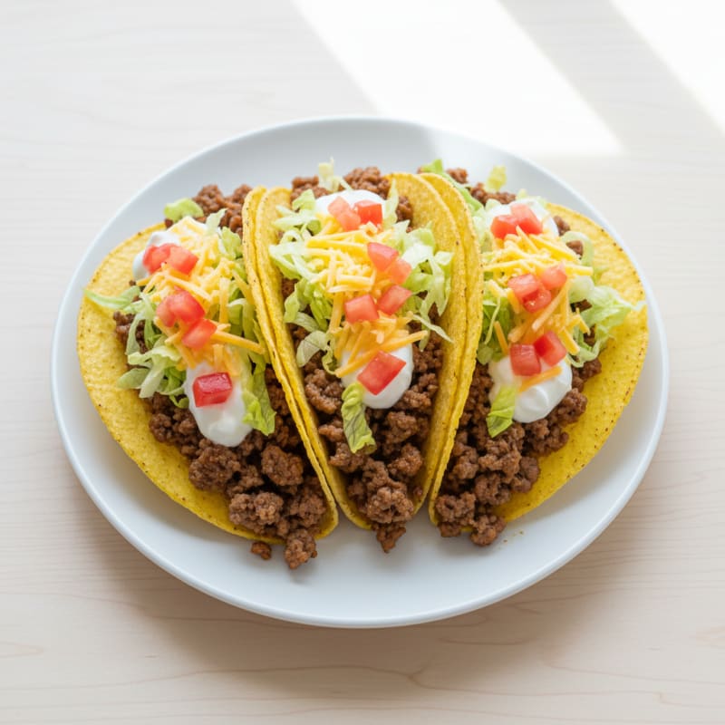 Seasoned Ground Beef Crunchy Tacos