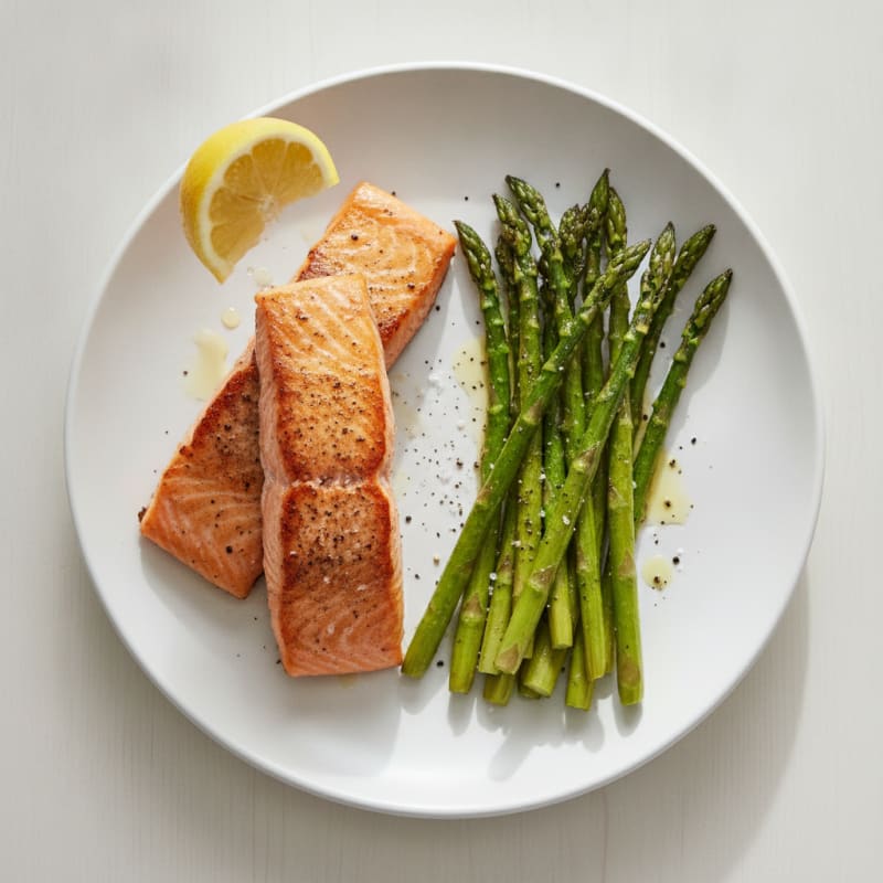 Pan-Seared Salmon with Roasted Asparagus
