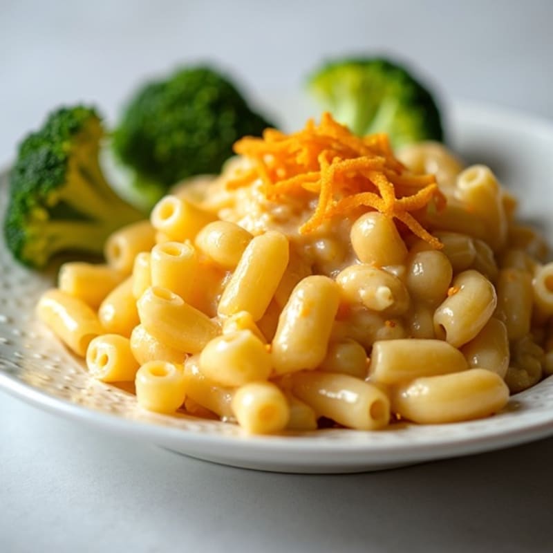Creamy Baked Mac and Cheese with Chicken and Roasted Broccoli