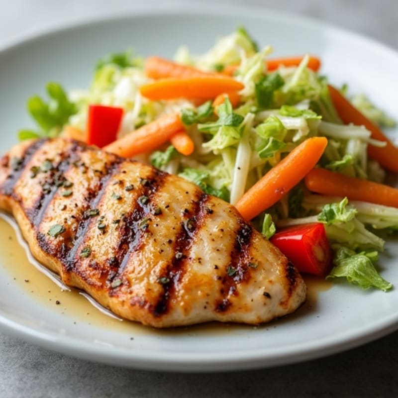 Grilled Chicken Breast with Crunchy Cabbage Slaw