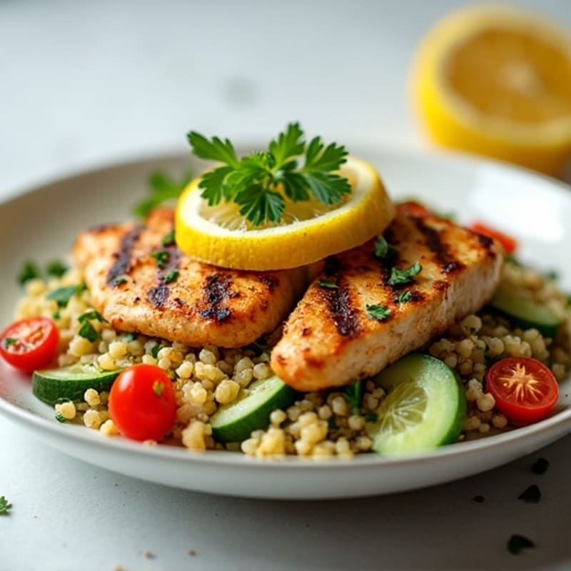 Grilled Lemon Chicken with Quinoa Tabbouleh