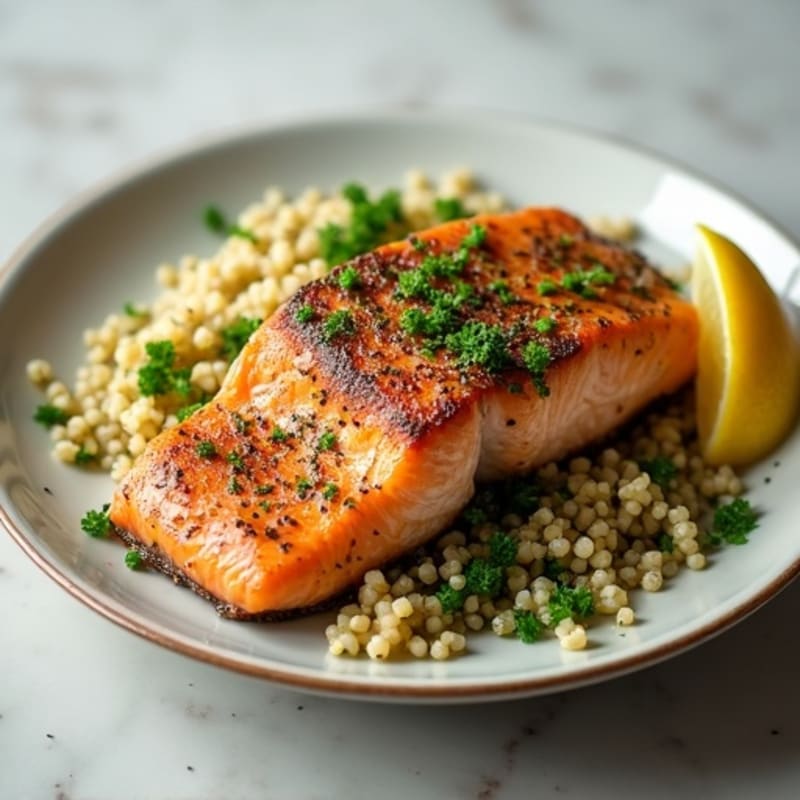 Herb-Crusted Pan Seared Salmon with Quinoa