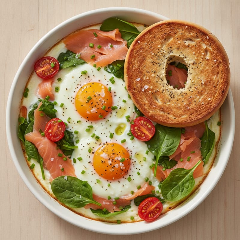 Baked Eggs with Everything Bagel