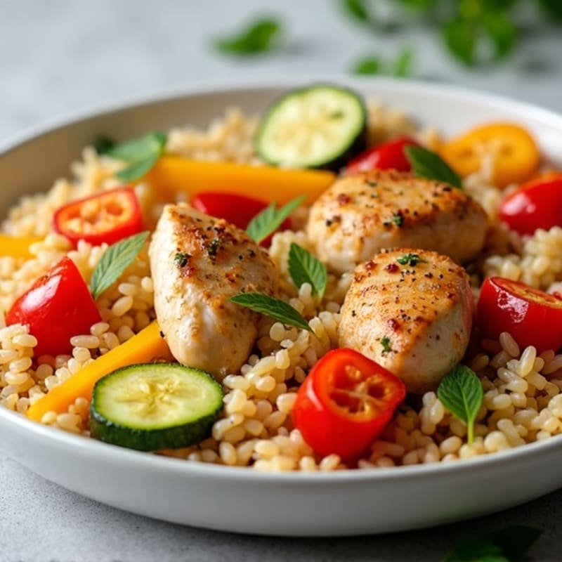 Healthy Chicken and Vegetable Brown Rice Skillet