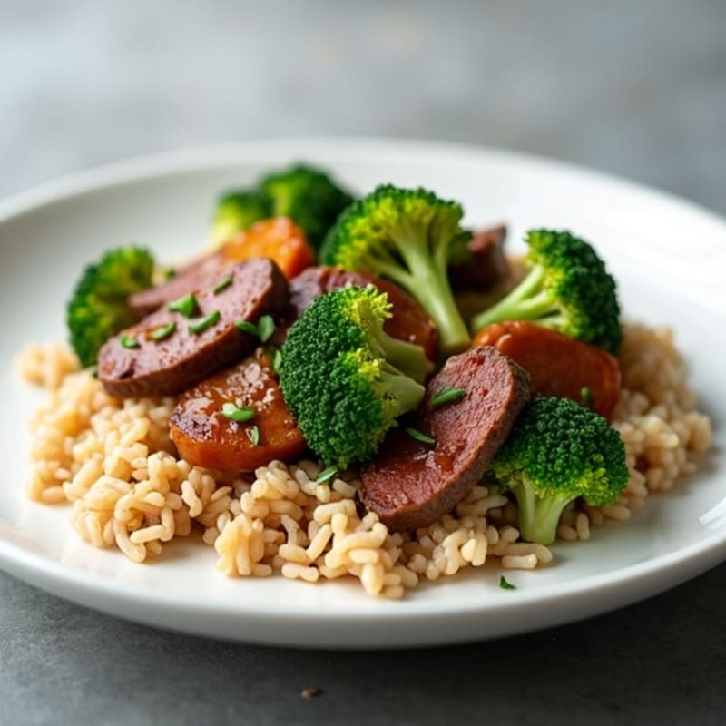 Tender Beef Stir-Fry with Crisp Broccoli and Fluffy Brown Rice