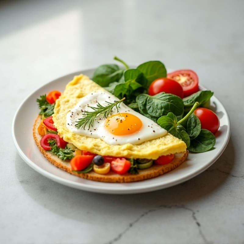 Egg White Veggie Omelette with Cottage Cheese