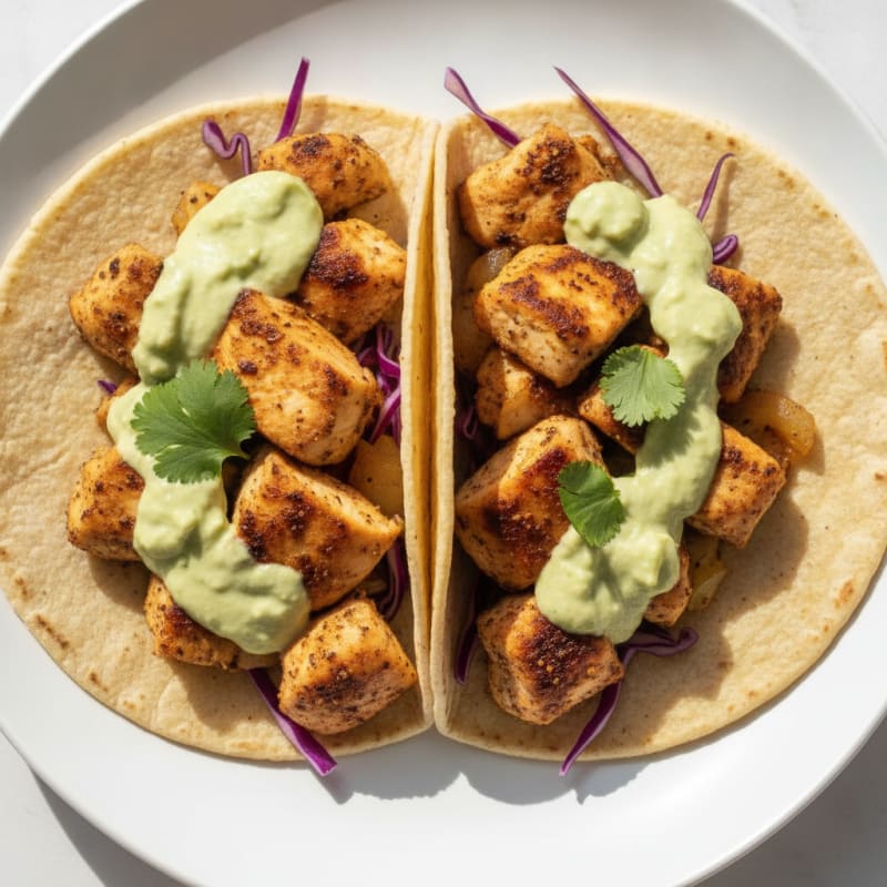 Chicken Tacos with Avocado Crema