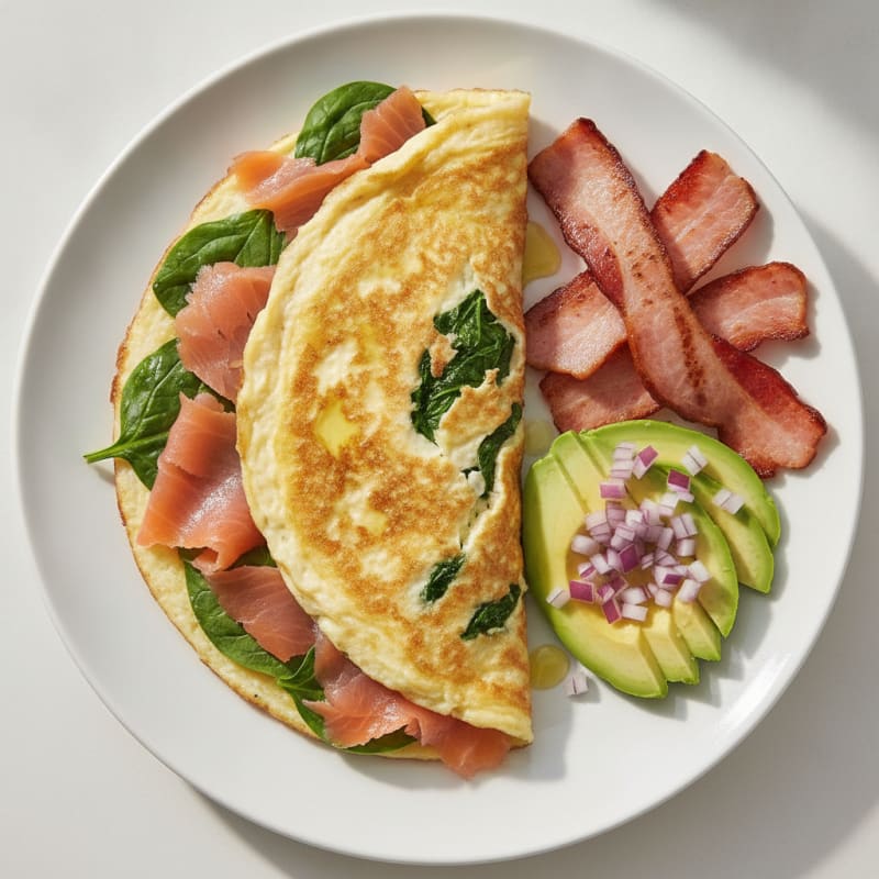 Savory Egg White Omelet with Smoked Salmon and Spinach