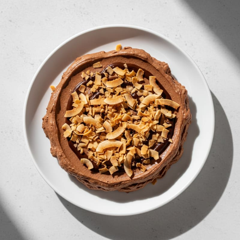 Silky Chocolate Protein Pudding with Toasted Coconut