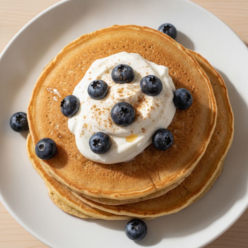 High-Protein Kodiak Buttermilk Pancakes with Greek Yogurt