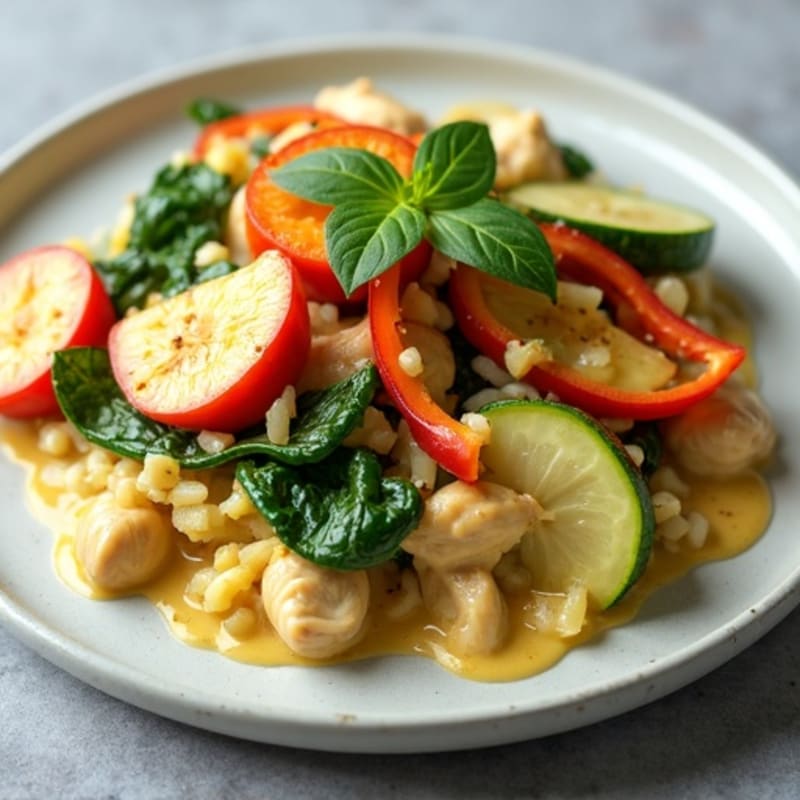 Creamy Coconut Green Curry Chicken with Fresh Vegetables