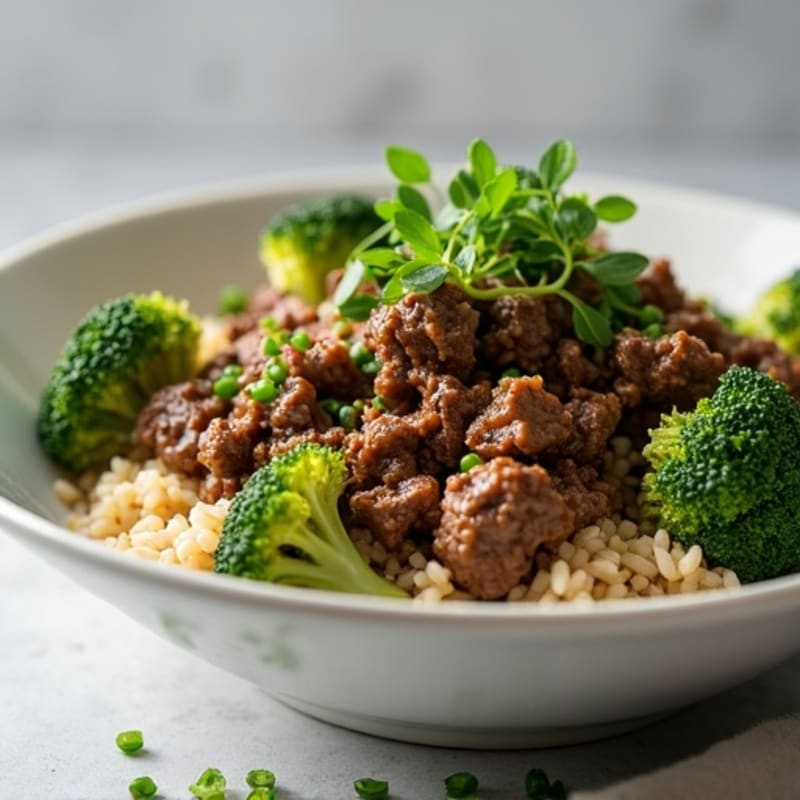 Lean Garlic Beef and Broccoli Rice Bowl