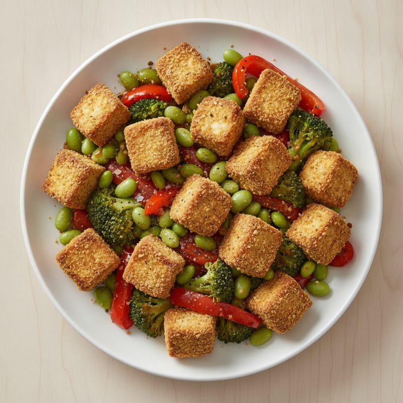 Pan-Seared Tofu with Roasted Vegetables