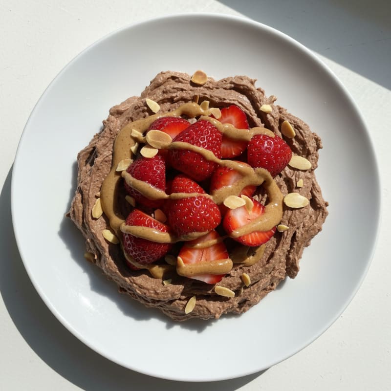 Creamy Chocolate Protein Mousse with Fresh Strawberries
