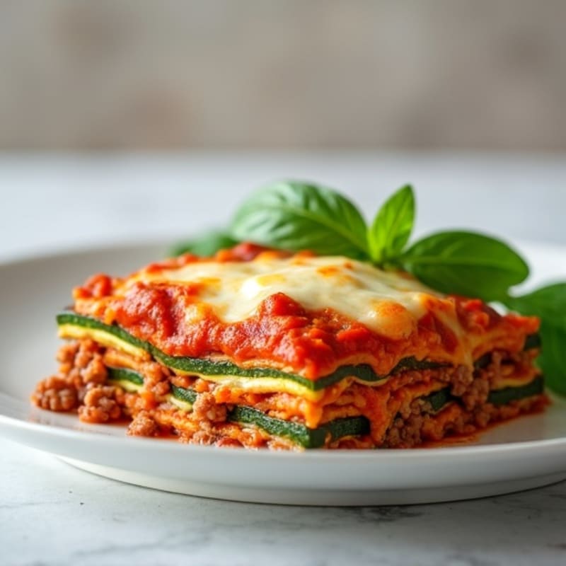 Hearty Lean Ground Beef and Zucchini Lasagna Bake
