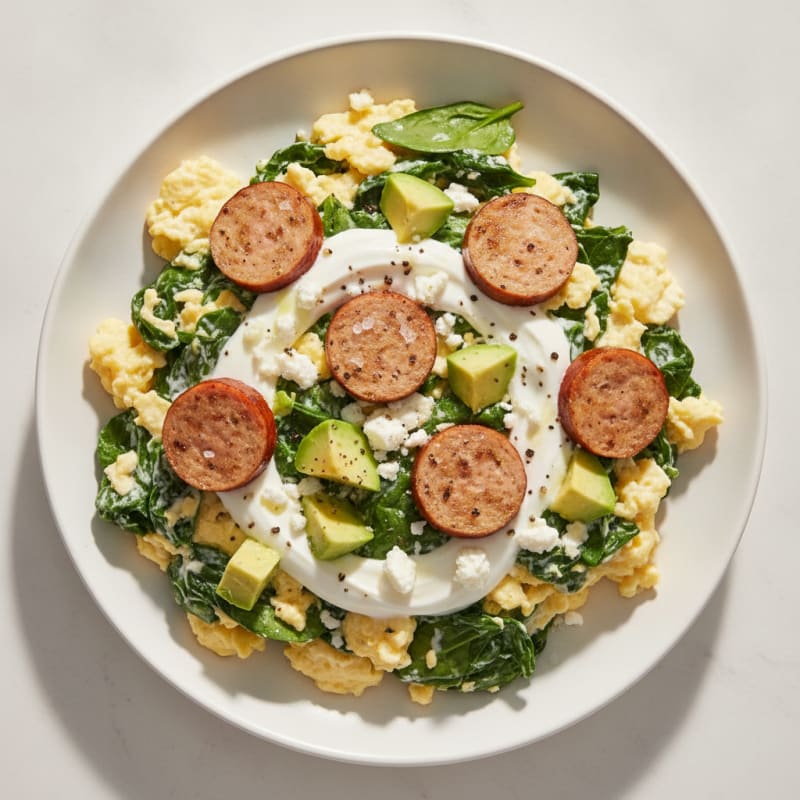 Fluffy Egg White Scramble with Spinach