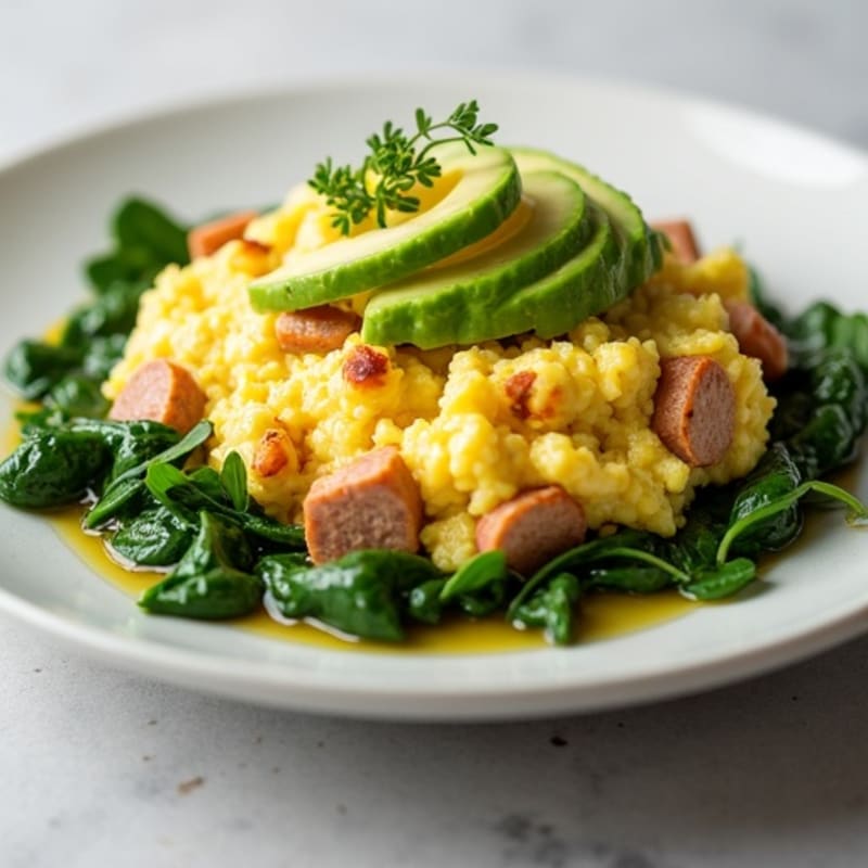 Egg White Scramble with Spinach and Turkey Sausage