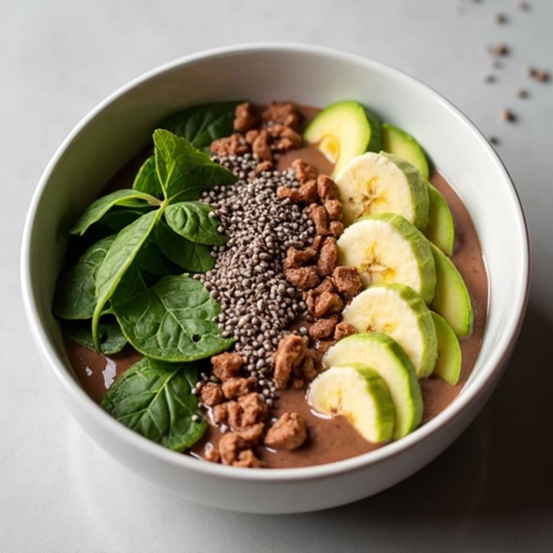 Creamy Chocolate Protein Smoothie Bowl with Spinach and Avocado