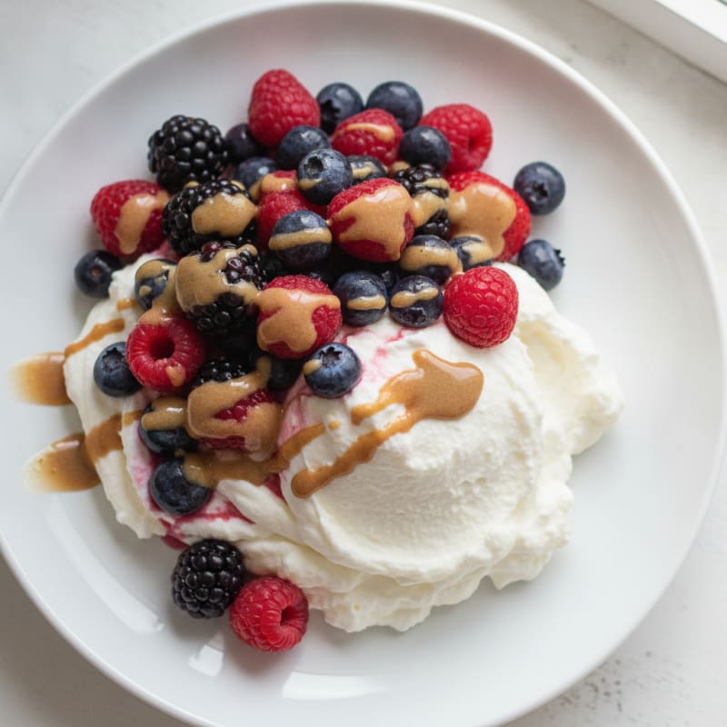 Greek Yogurt Protein Mousse with Mixed Berries