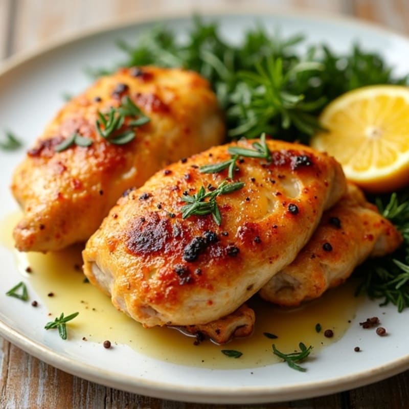 Crispy Lemon Garlic Roasted Chicken Thighs