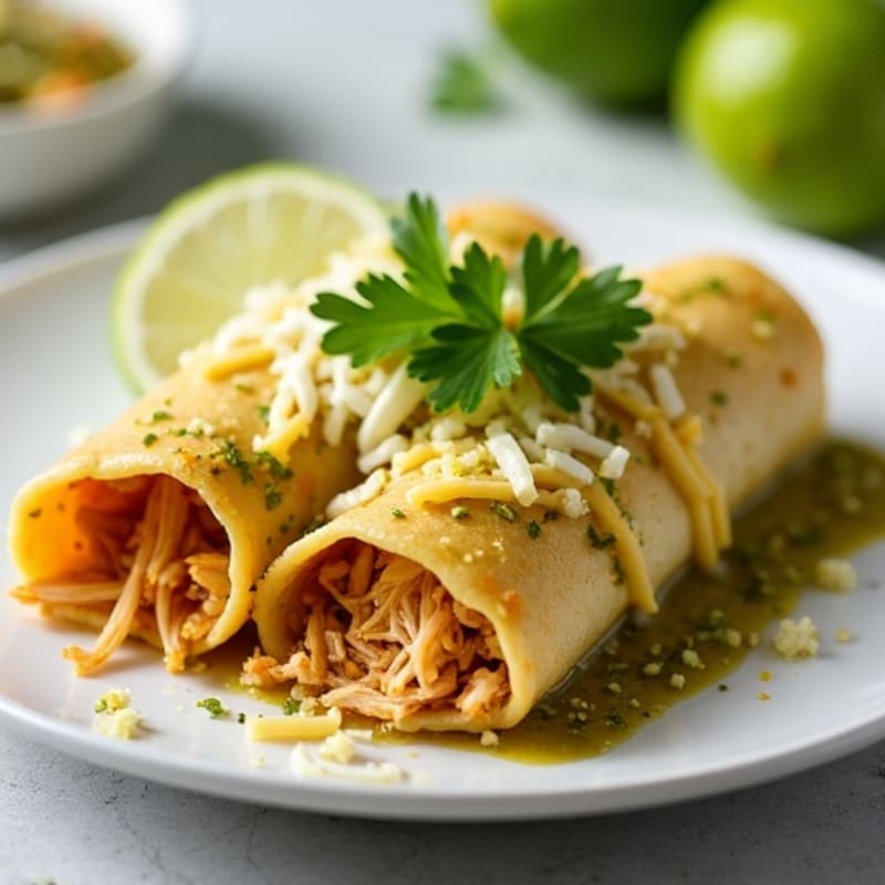 Salsa Verde Shredded Chicken Enchiladas
