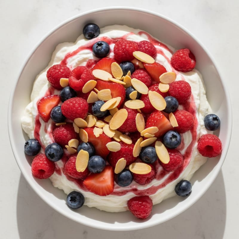 Greek Yogurt Protein Mousse with Mixed Berries