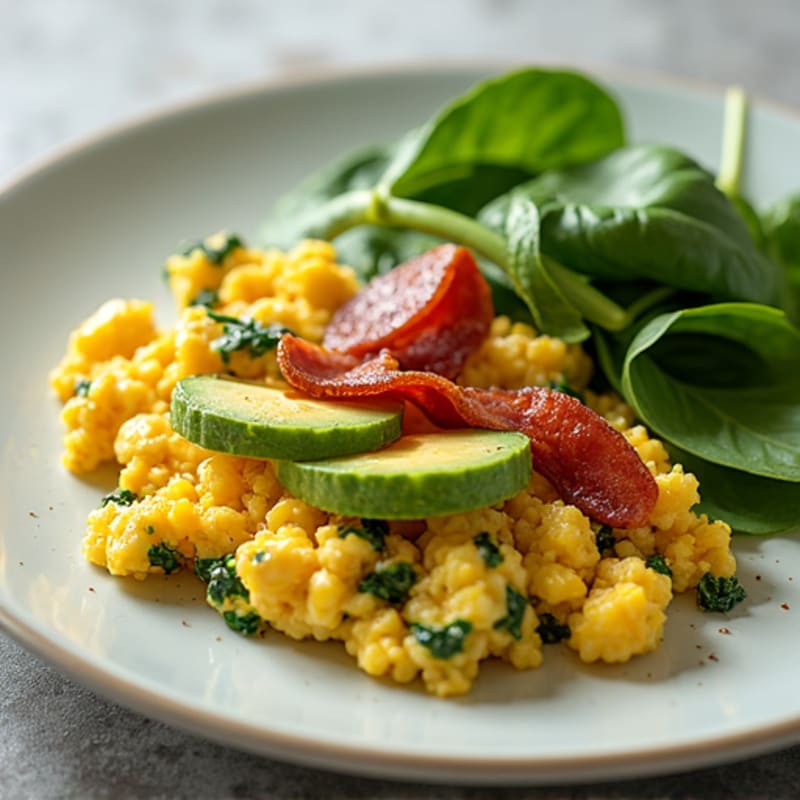 Egg White Scramble with Spinach and Turkey Bacon