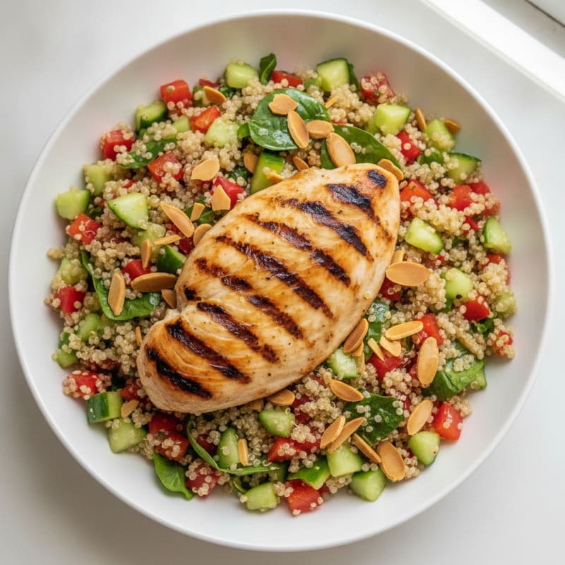 Grilled Chicken Breast with Crunchy Quinoa Salad