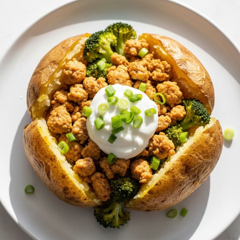 Loaded Savory Ground Turkey Baked Potato