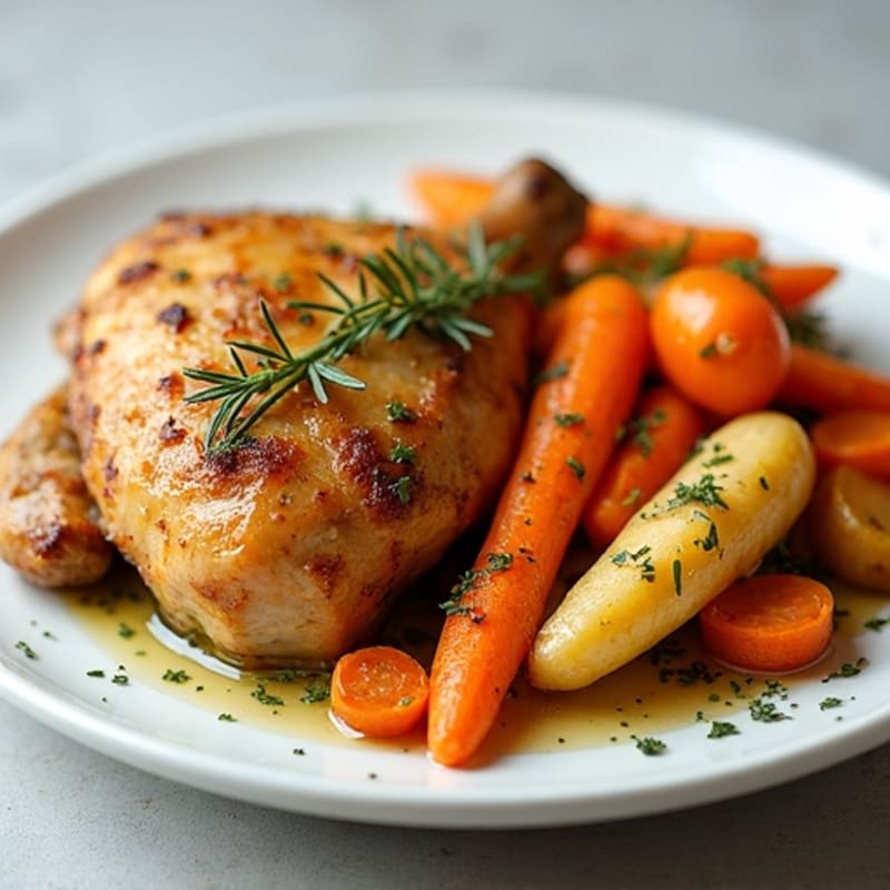 Crispy Lemon-Herb Roasted Chicken with Tender Roasted Root Vegetables