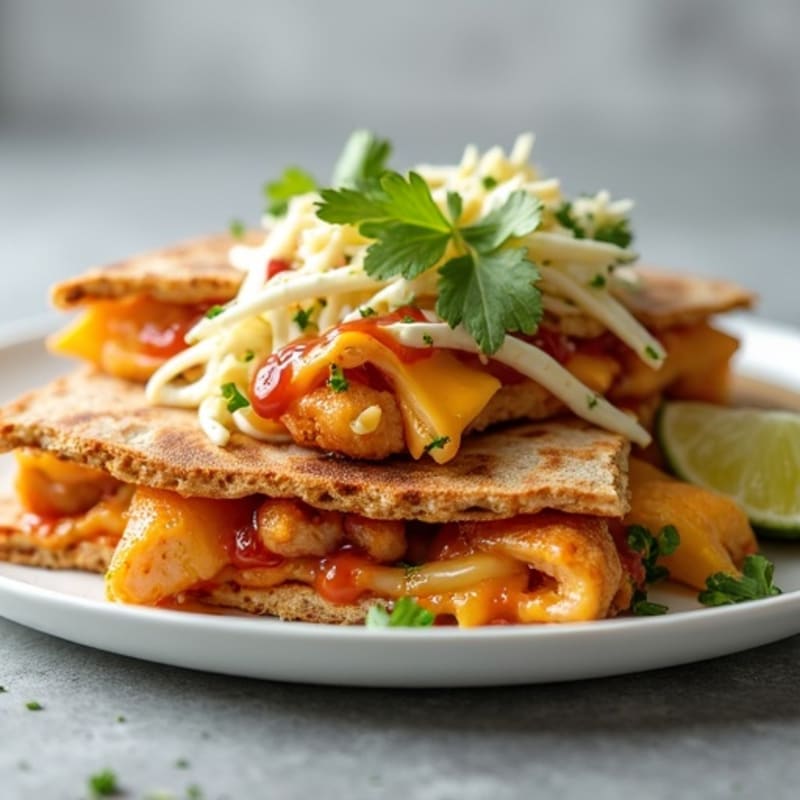 Crispy BBQ Chicken Quesadilla with Fresh Slaw