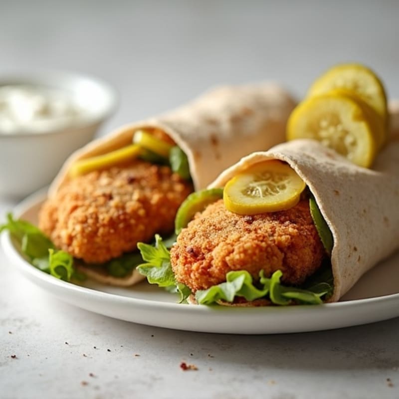 Crispy Chicken Nugget Wraps with Tangy Greek Yogurt and Crunchy Pickles