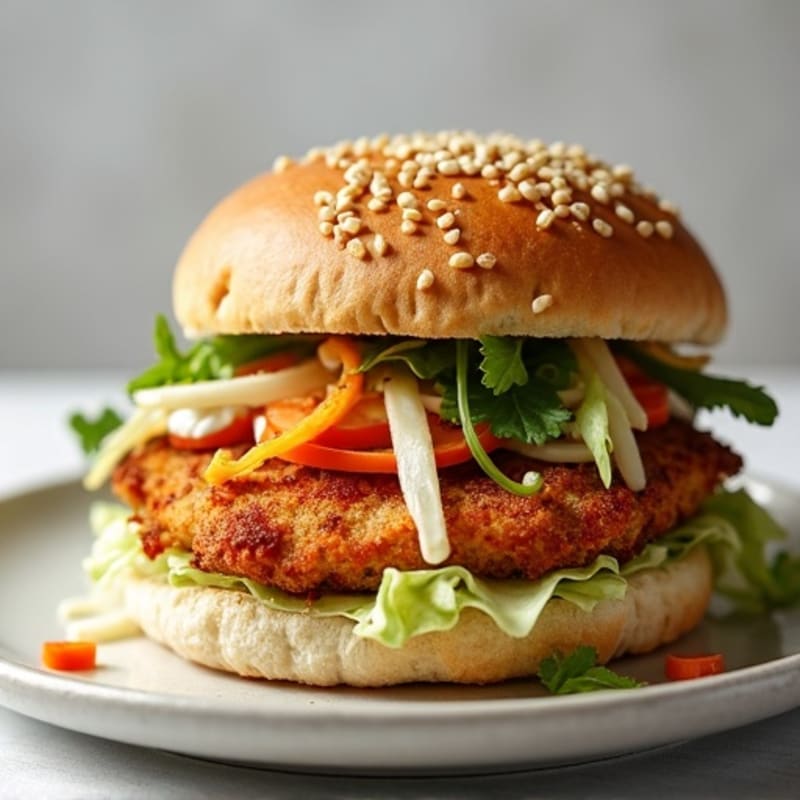 Crispy Baked Chicken Sandwich with Greek Yogurt Slaw