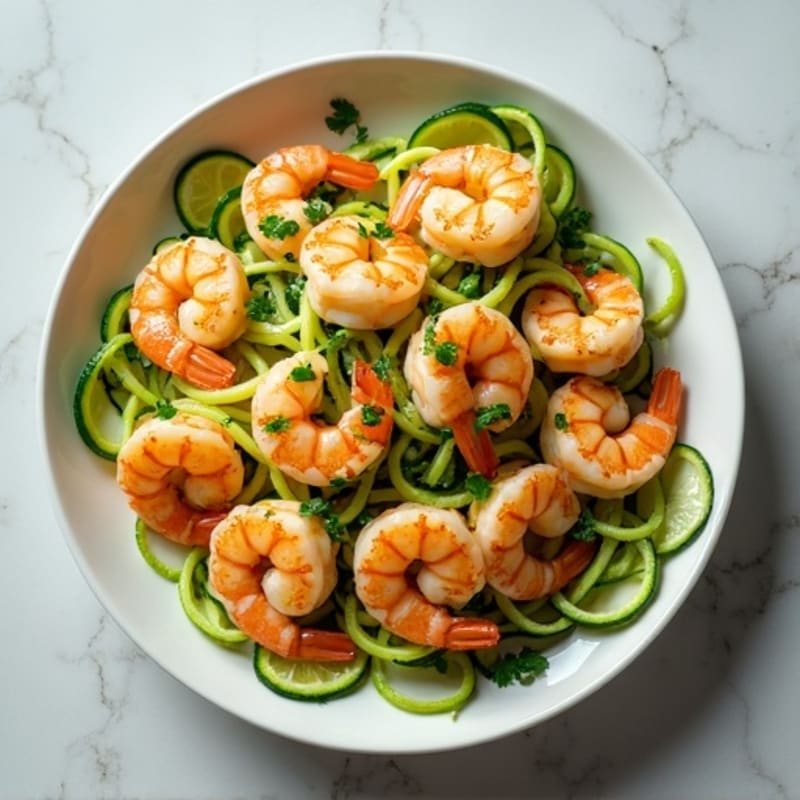 Pan-Seared Garlic Butter Shrimp with Fresh Zucchini Noodles