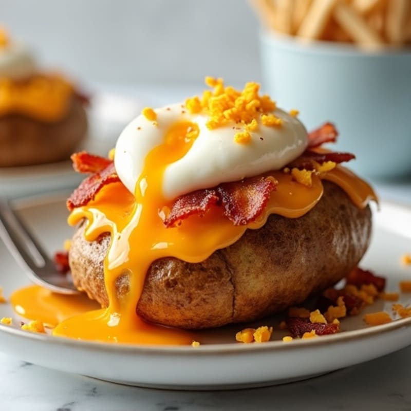 Crispy Baked Potato with Savory Lean Bacon and Melted Cheddar