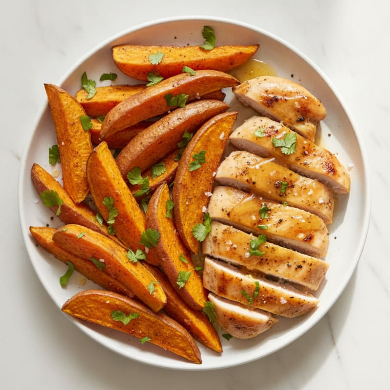 Air-Fried Sweet Potato Wedges with Honey-Lime Drizzle