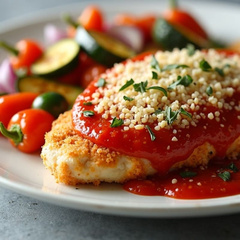 Crispy Baked Chicken Parmesan with Roasted Vegetables