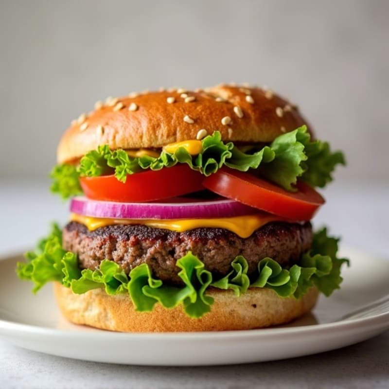 Juicy Lean Beef Burger with Fresh Vegetables