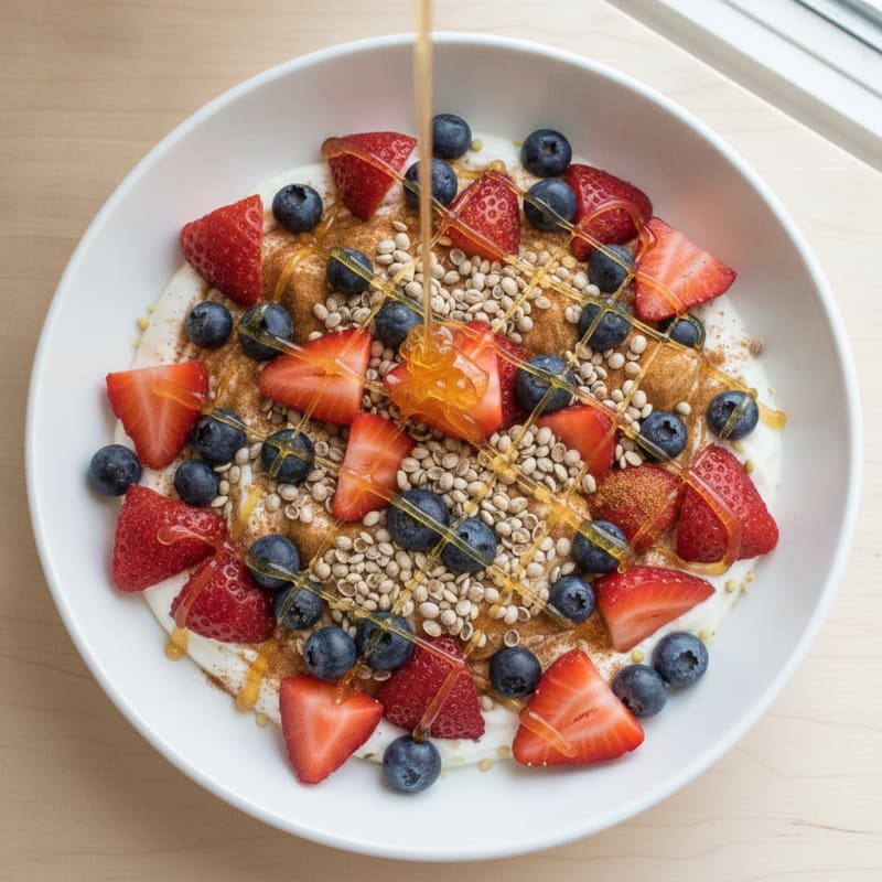 High-Protein Berry and Hemp Greek Yogurt Bowl