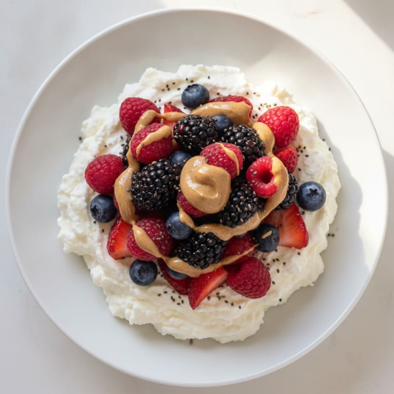 Silky Greek Yogurt Protein Mousse with Mixed Berries